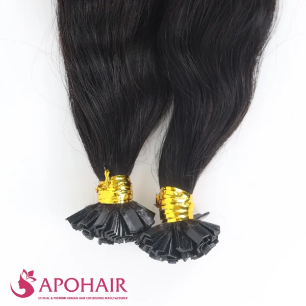 natural wavy v tip hair extension closeup