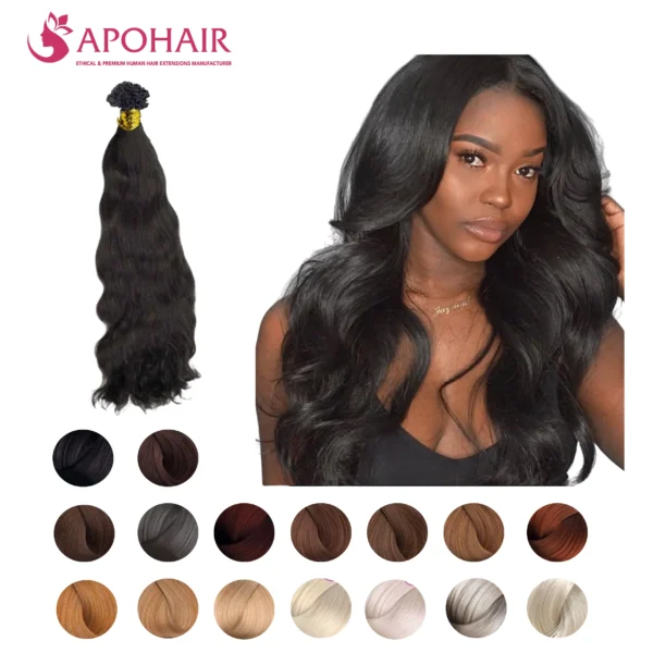natural wavy v tip hair extensions color options