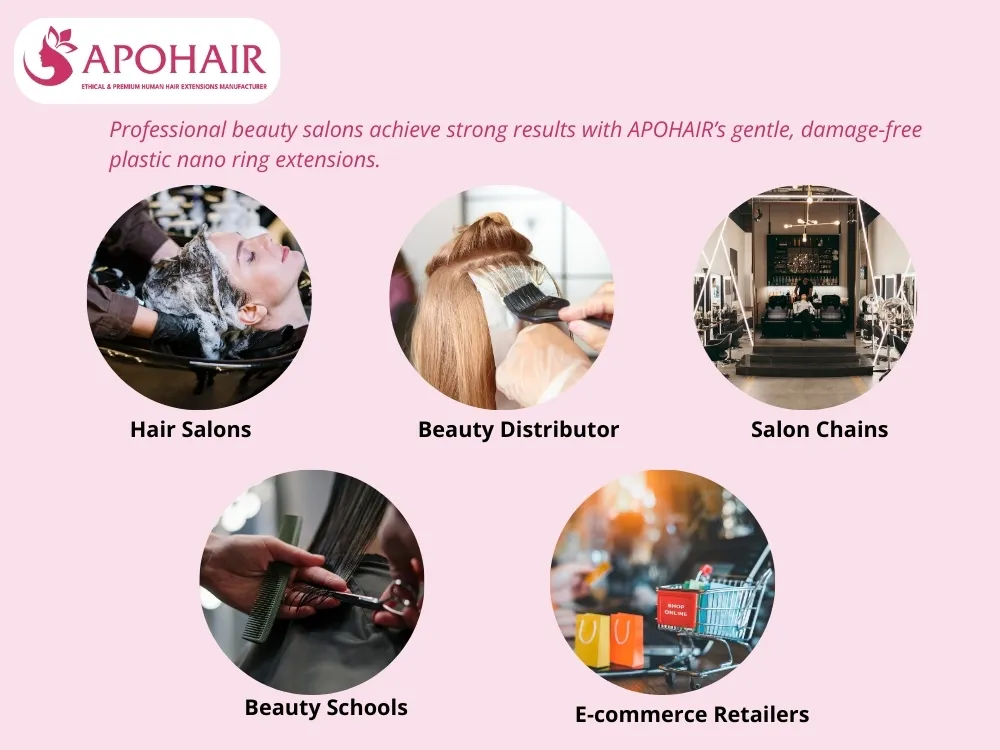 Professional beauty businesses should partner with APOHAIR for wholesale plastic nano ring extensions