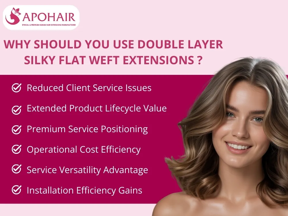 Double Layer Silky Flat Weft Hair Extensions offer a luxurious, profitable, and durable solution for hair professionals