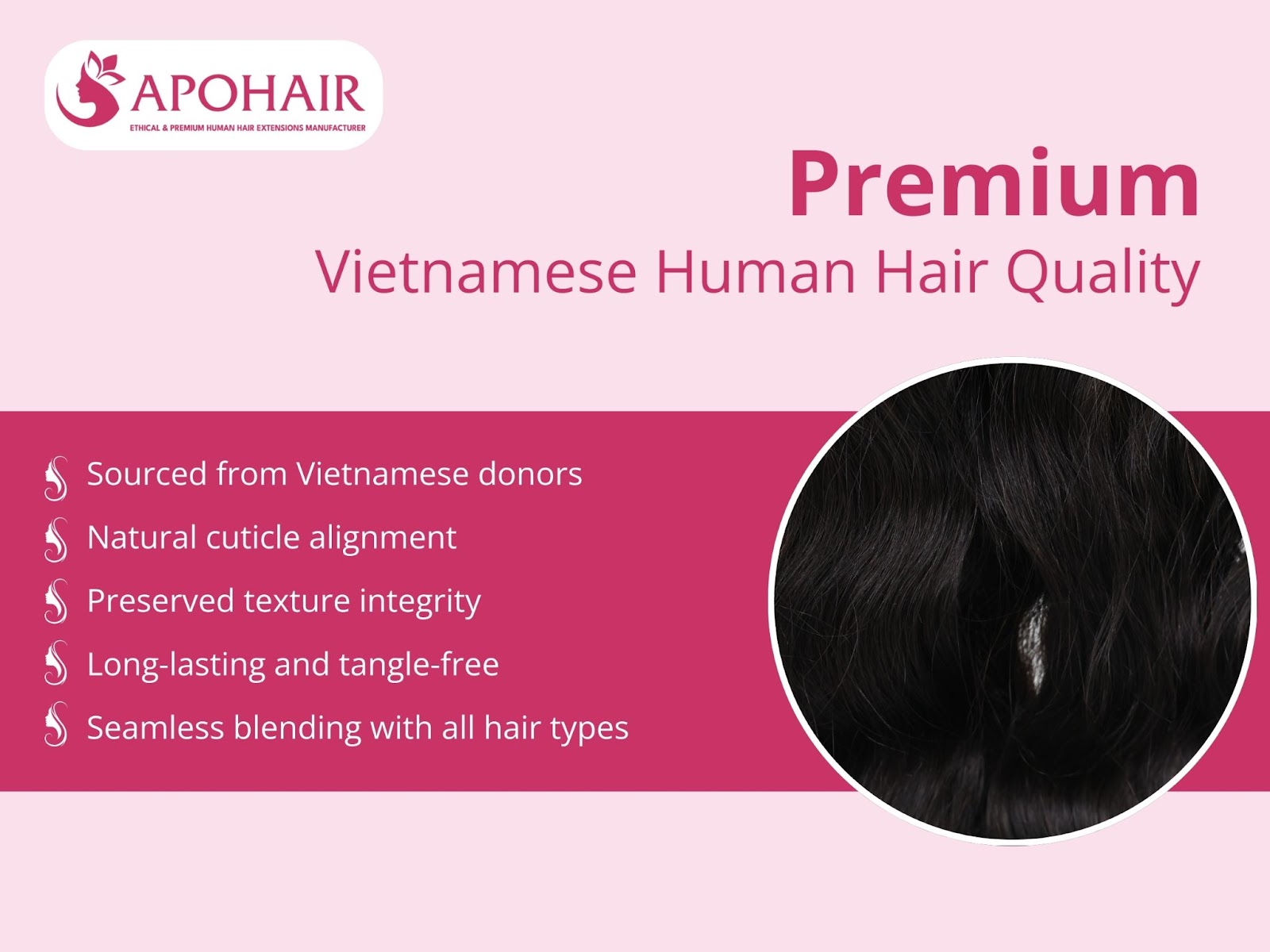 Authentic Burmese curls, sourced ethically from Vietnamese donors. Soft, resilient, and naturally lustrous hair for lasting beauty