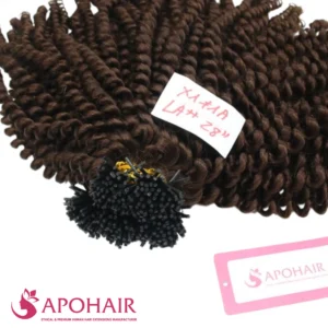 romantic curly i tip close up hair