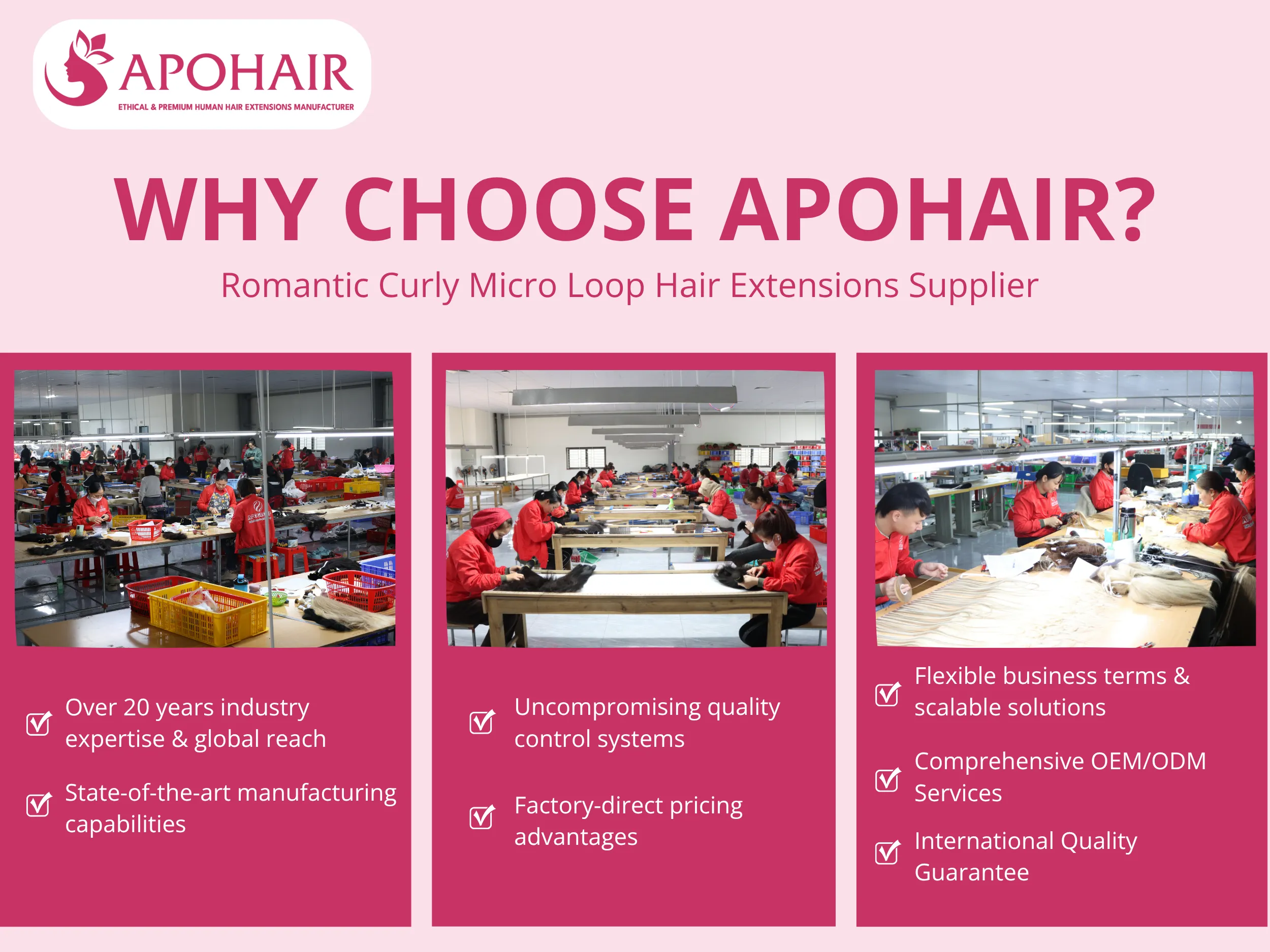 Advantages position APOHAIR as your optimal Romantic Curly Micro Loop Hair Extensions supplier