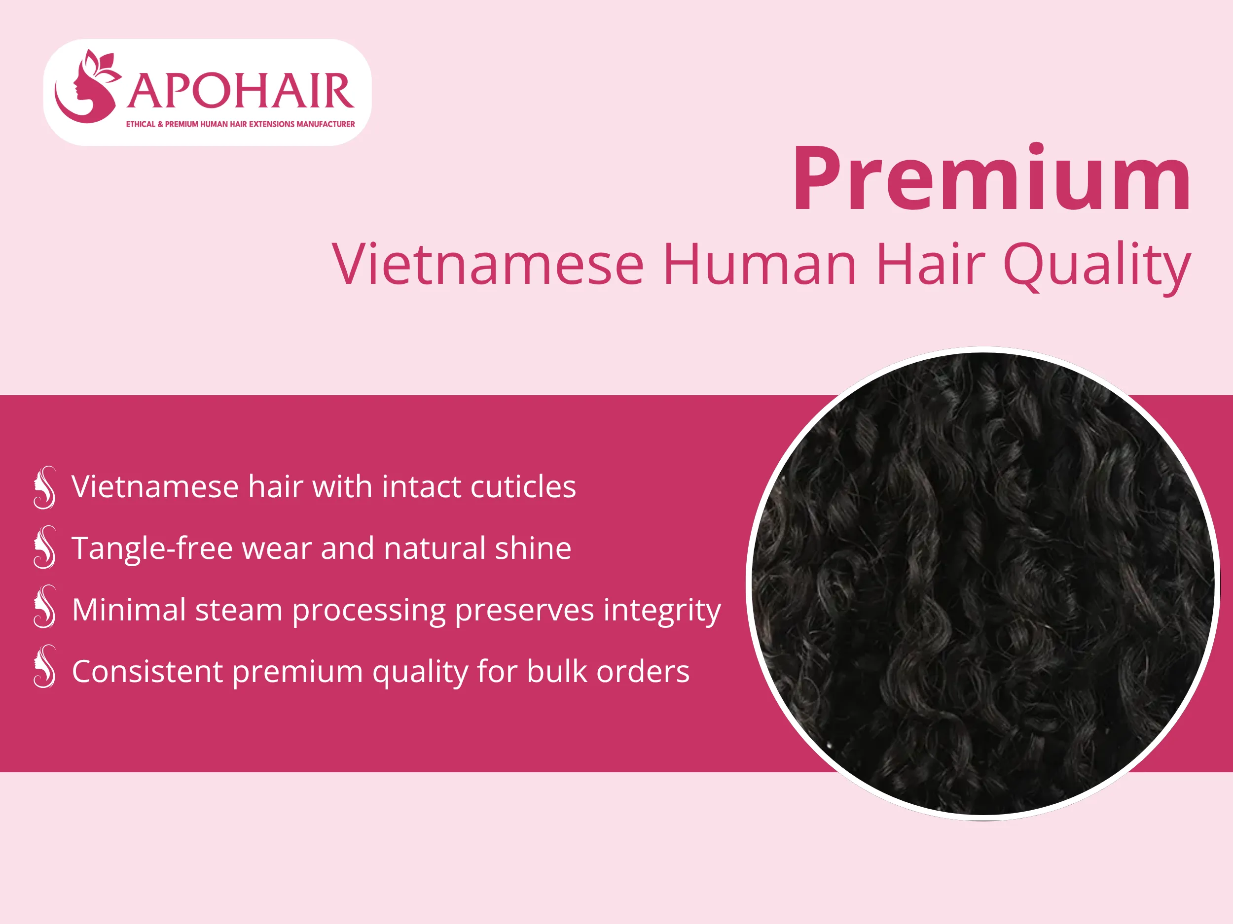 Vietnamese hair maintains intact cuticle alignment from root to tip, ensuring tangle-free wear