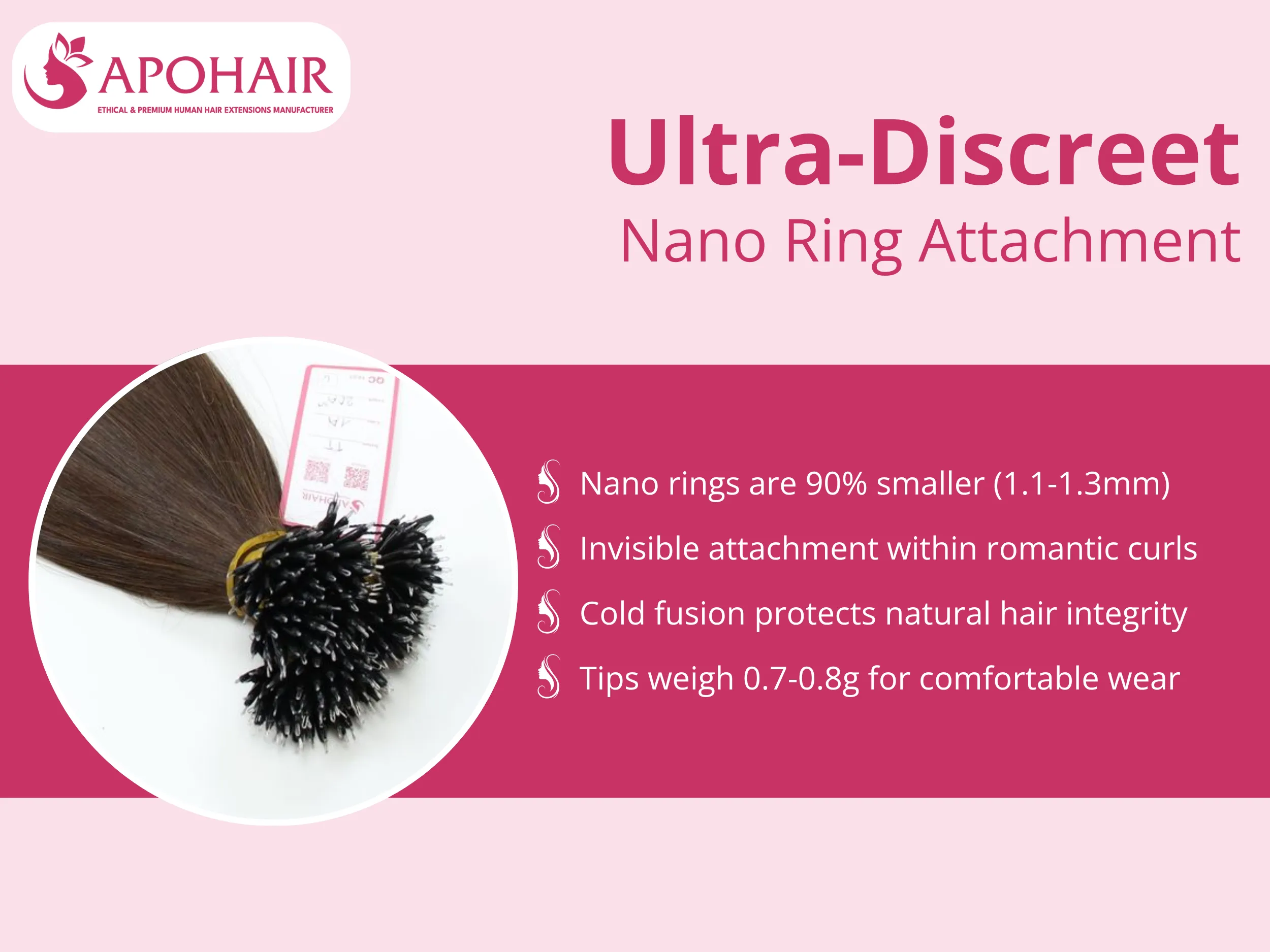 Nano rings measure 90% smaller than standard micro rings (1.1-1.3mm diameter)