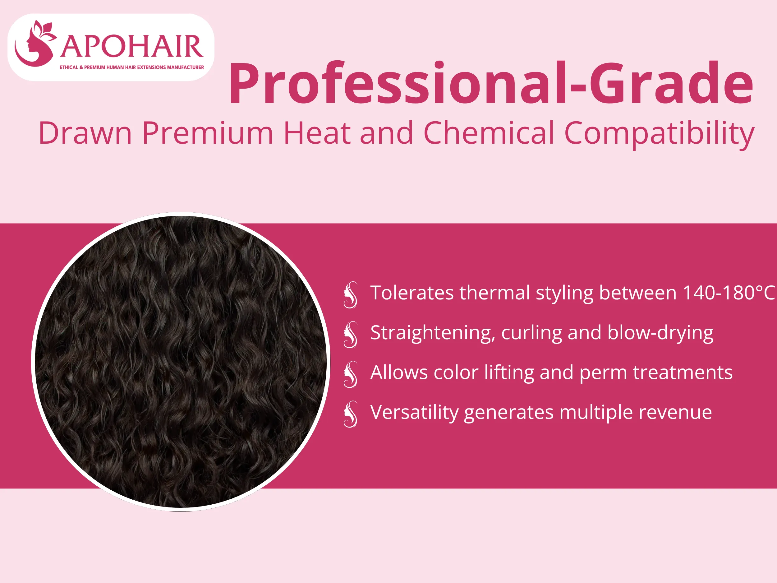 Each extension strand tolerates thermal styling between 140-180°C (284-356°F)