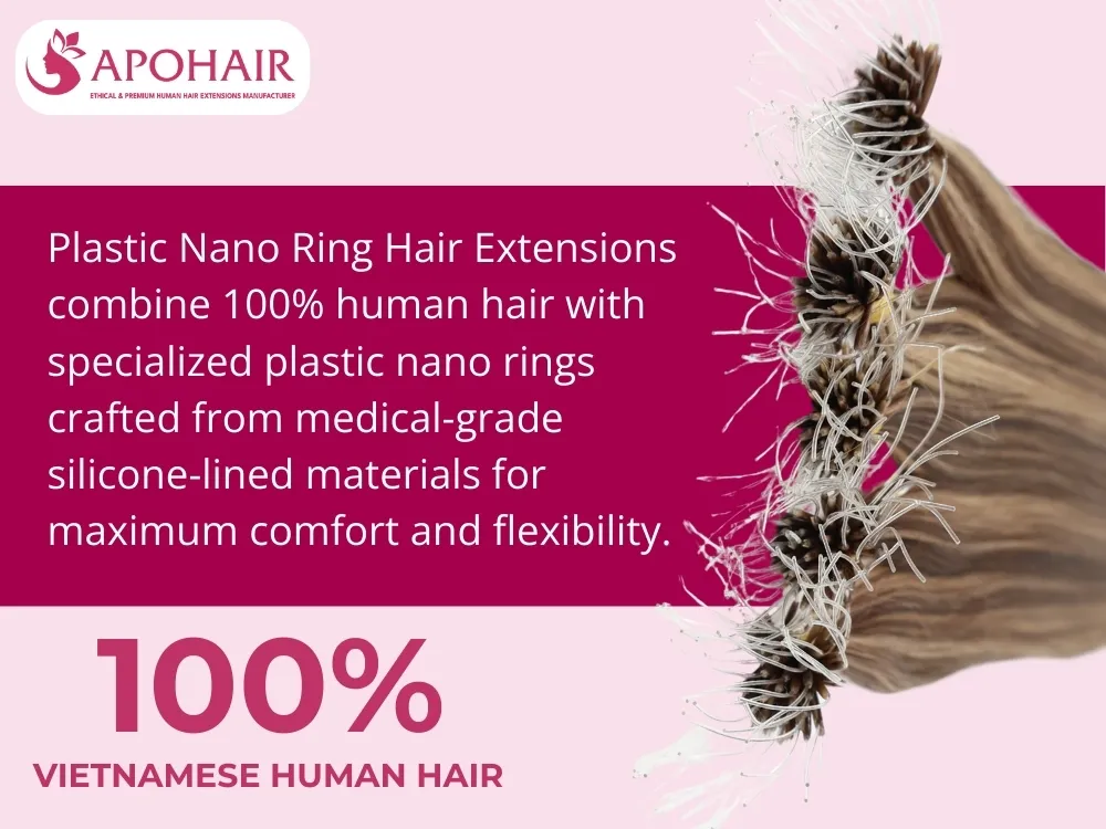 These plastic nano ring hair extensions are made from 100% human hair