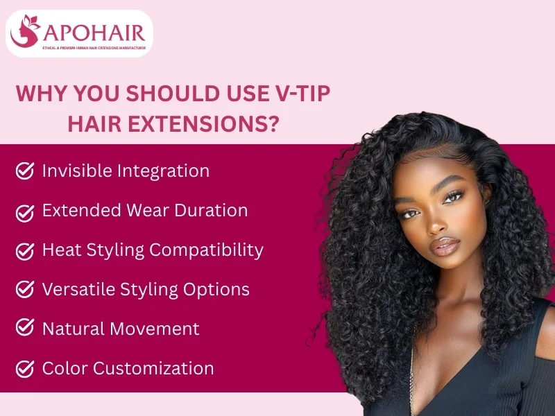 V-tip hair extensions offer seamless integration and styling versatility
