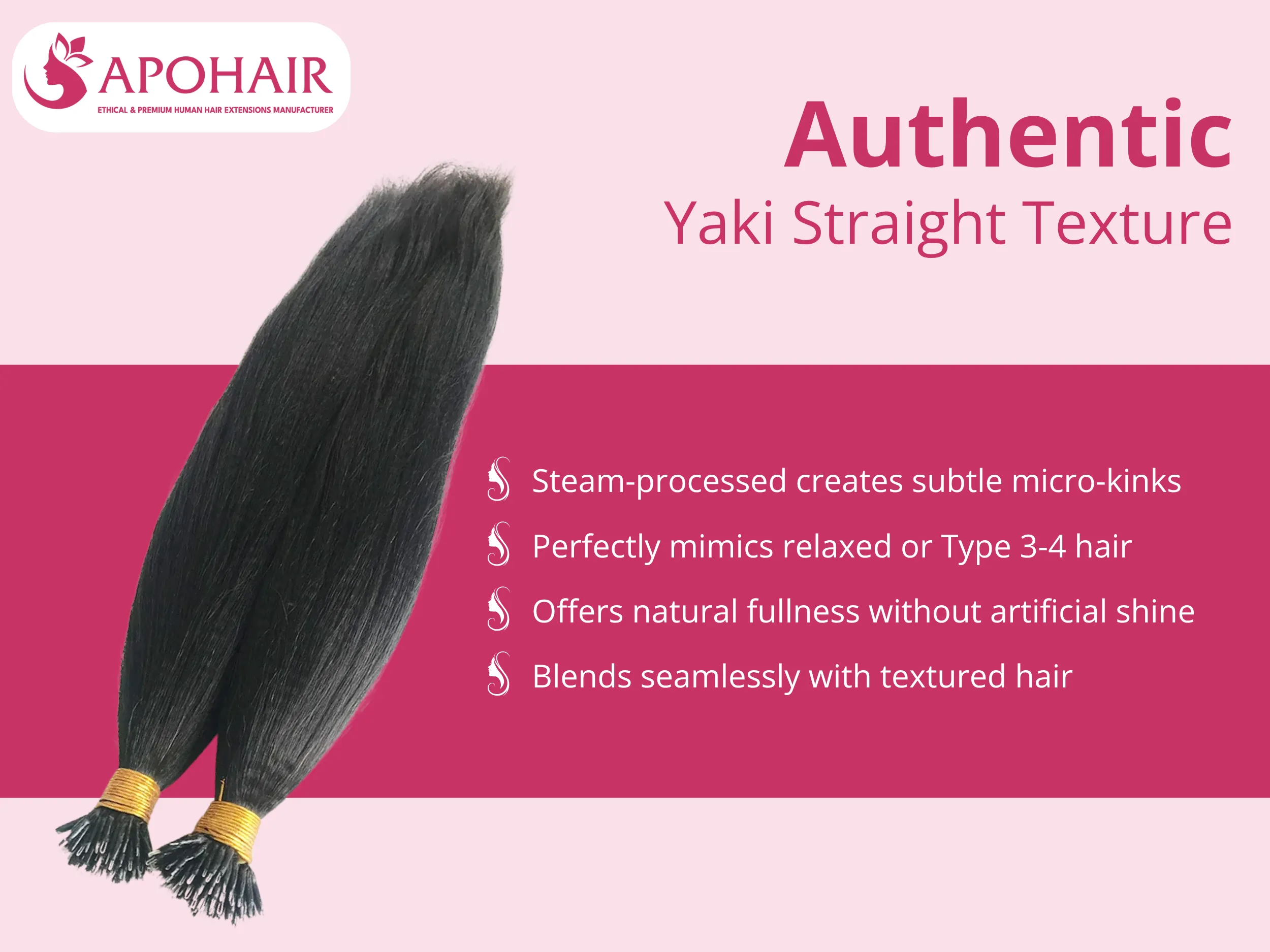 Steam-processed to create subtle micro-kinks, this texture perfectly mimics relaxed or heat-straightened Type 3-4 hair