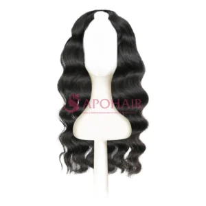 body wavy black u part wigs