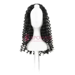 deep curly black u part wigs