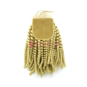 deep curly white blonde lace closure