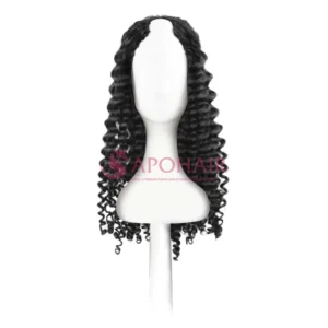 loose curly black u part wigs