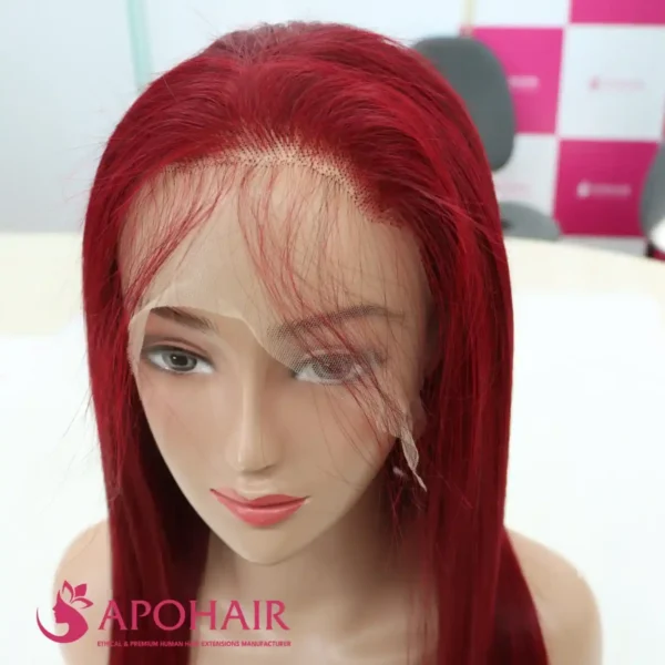 red color straight texture full lace wig