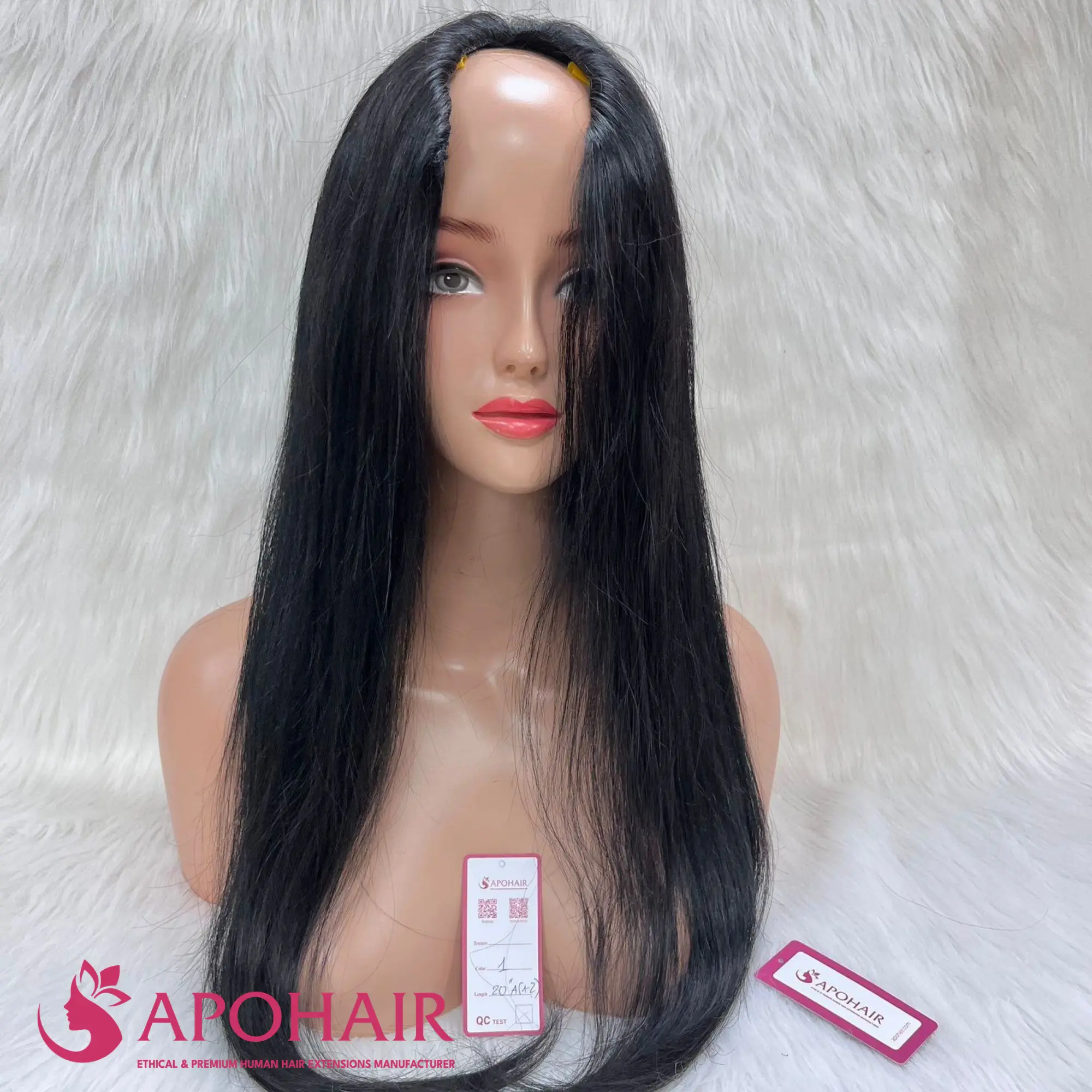 black #1 u part wig