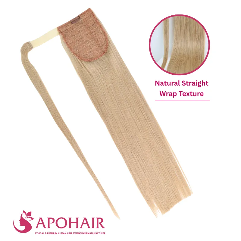 natural brown straight wrap ponytail