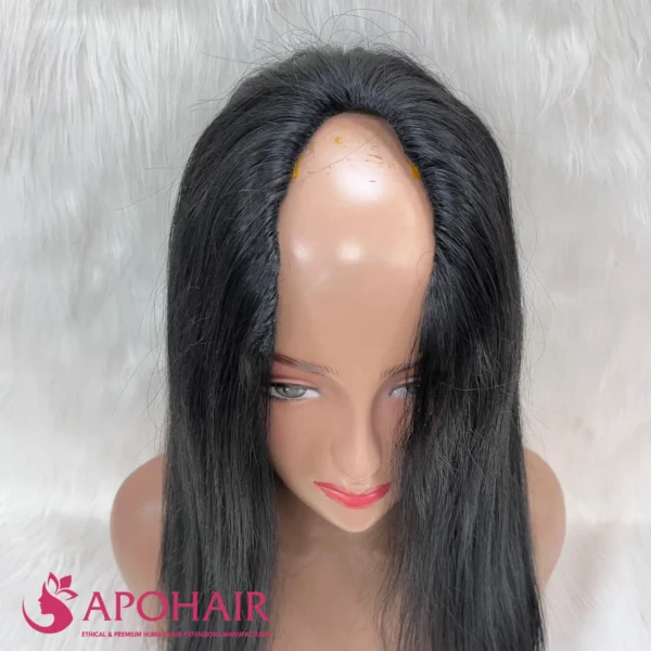 straight texture u part wig