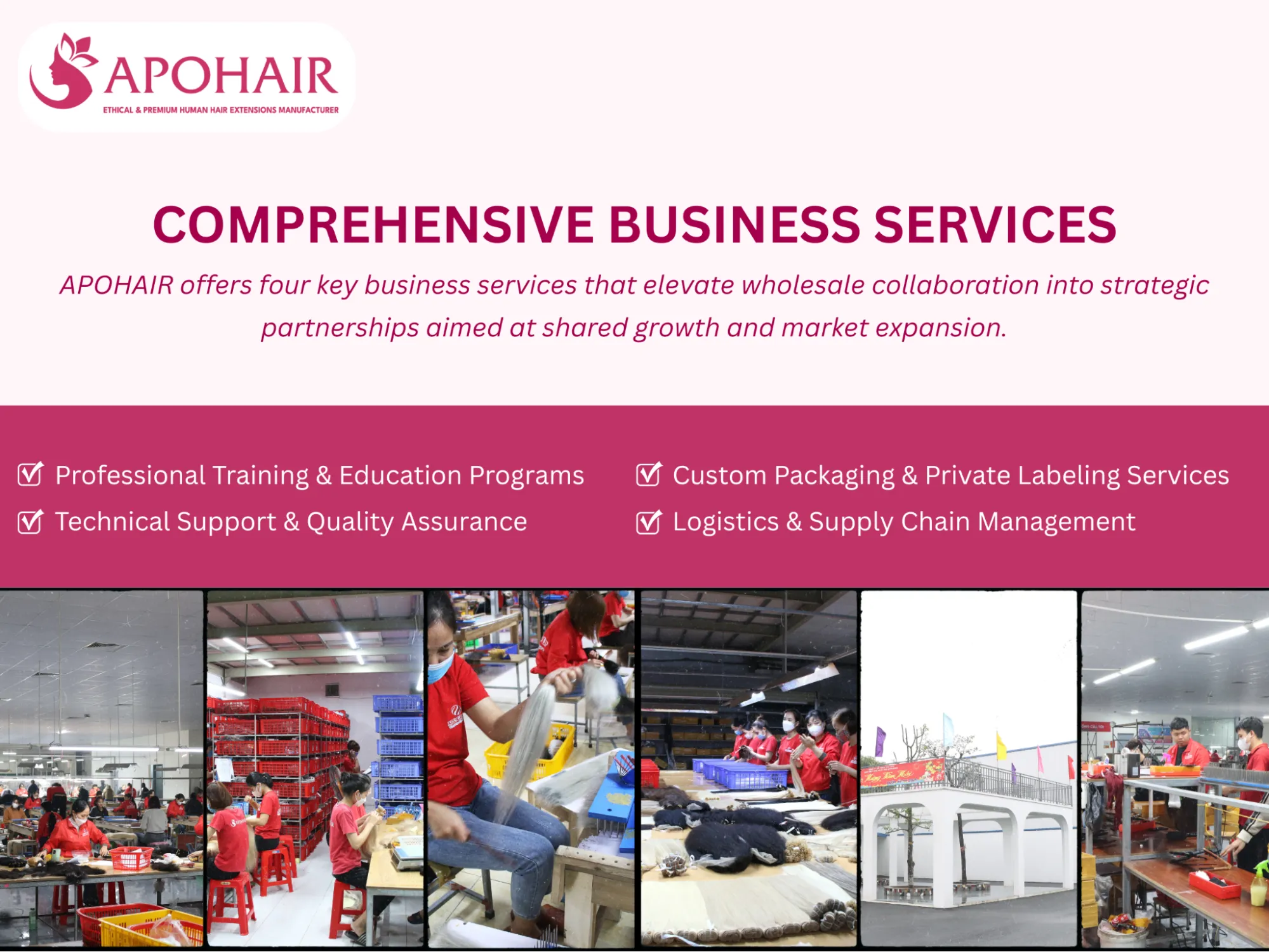 APOHAIR offers 20+ years of expertise, cutting-edge manufacturing, strict quality control, factory-direct pricing, and flexible order options