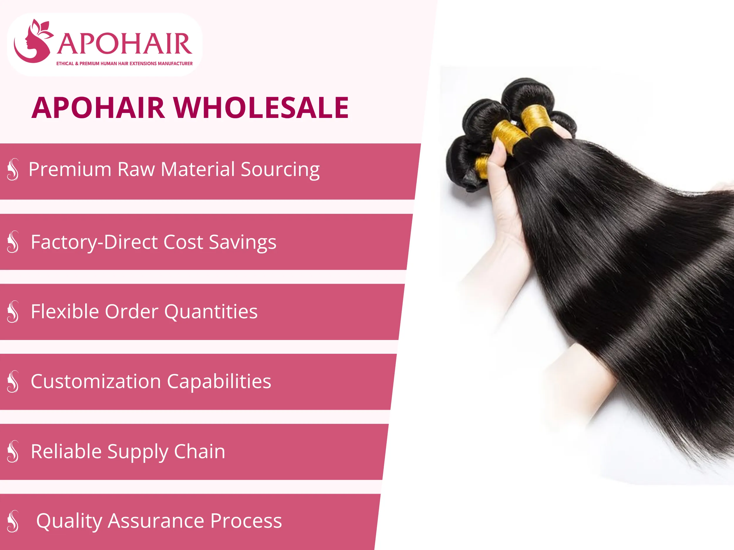 APOHAIR wholesale bundles deliver premium quality, cost savings, customization, and reliable supply for business growth