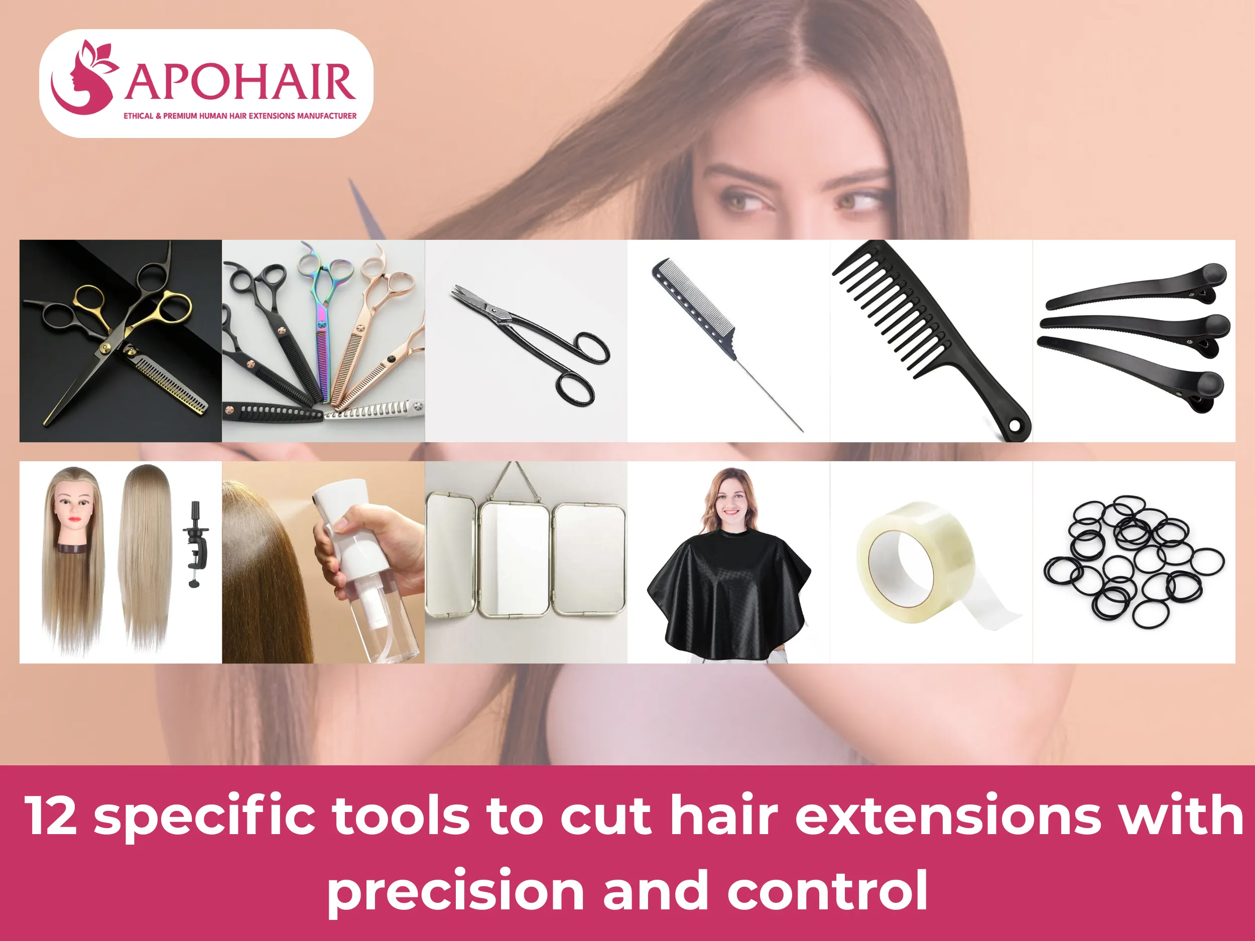 12 specific tools to cut hair extensions with precision and control