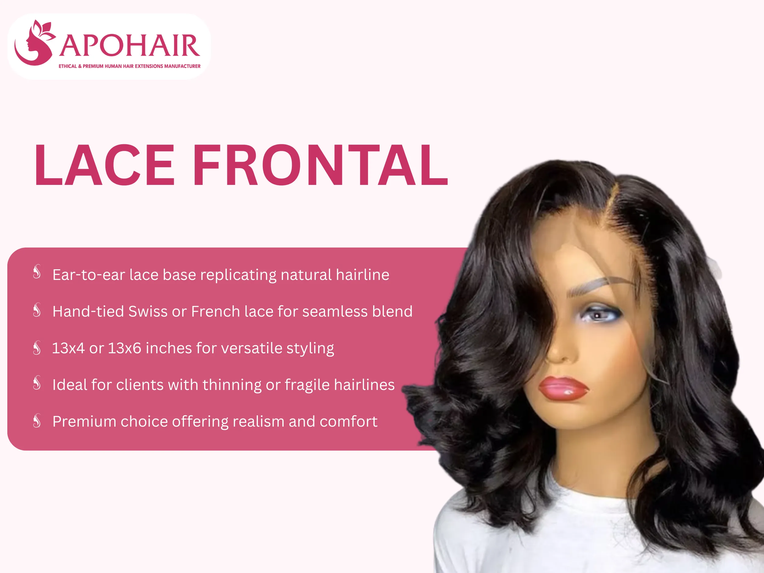 Lace frontals replicate a natural hairline with a lace base, allowing seamless, versatile styling and protective wear