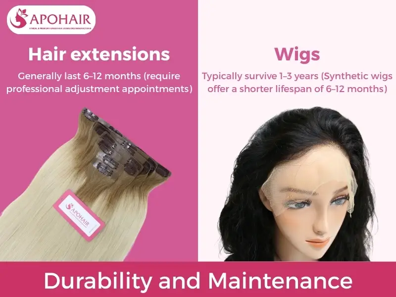 Durability and Maintenance differences between Extensions and Wigs