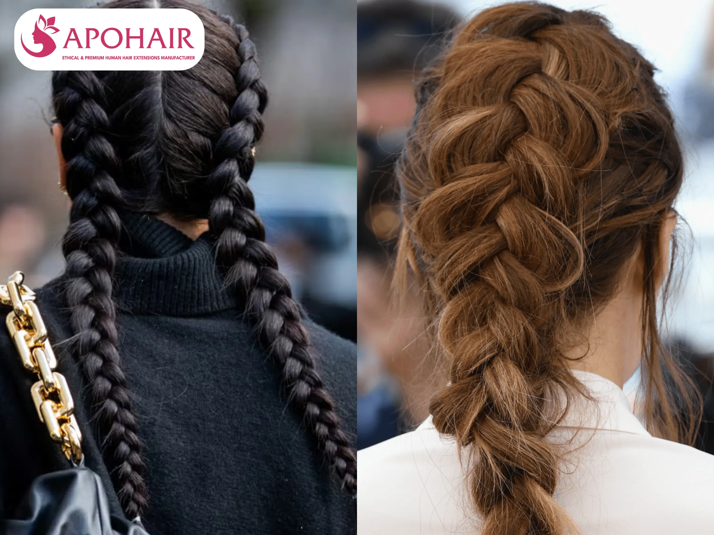 Dutch braids, also called reverse French braids