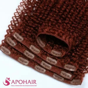 kinky curly red normal clip in hair extensions at apohair
