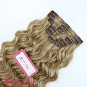 romantic curly blonde normal clip in hair extensions at apohair