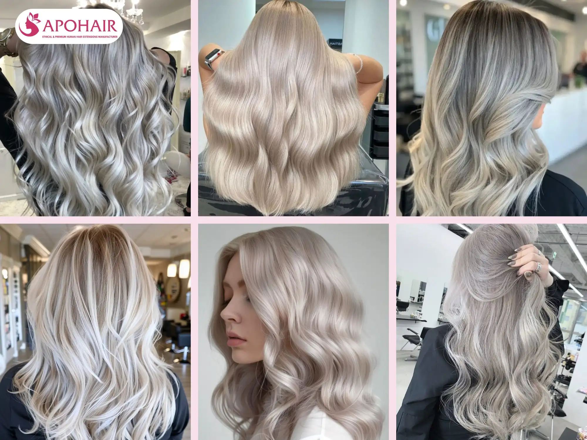 Platinum blonde hairstyle variations with ash and icy tones
