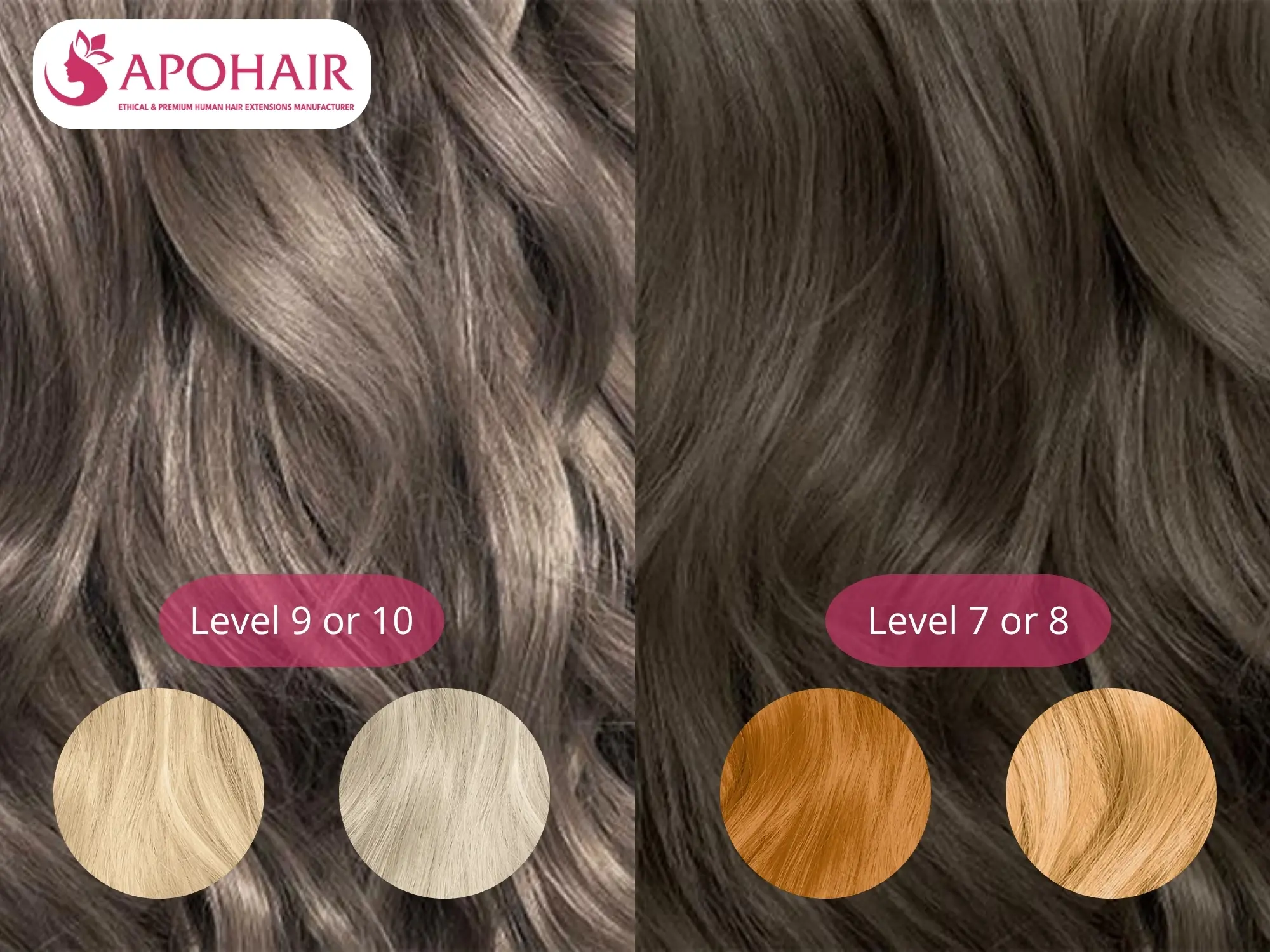 Hair level chart used to check bleaching stage before ash blonde
