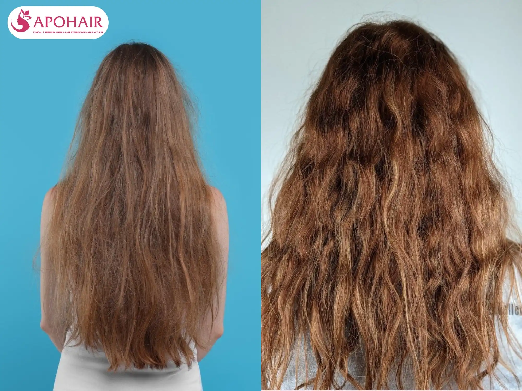 Wavy hair frizz from humidity vs smooth straight hair