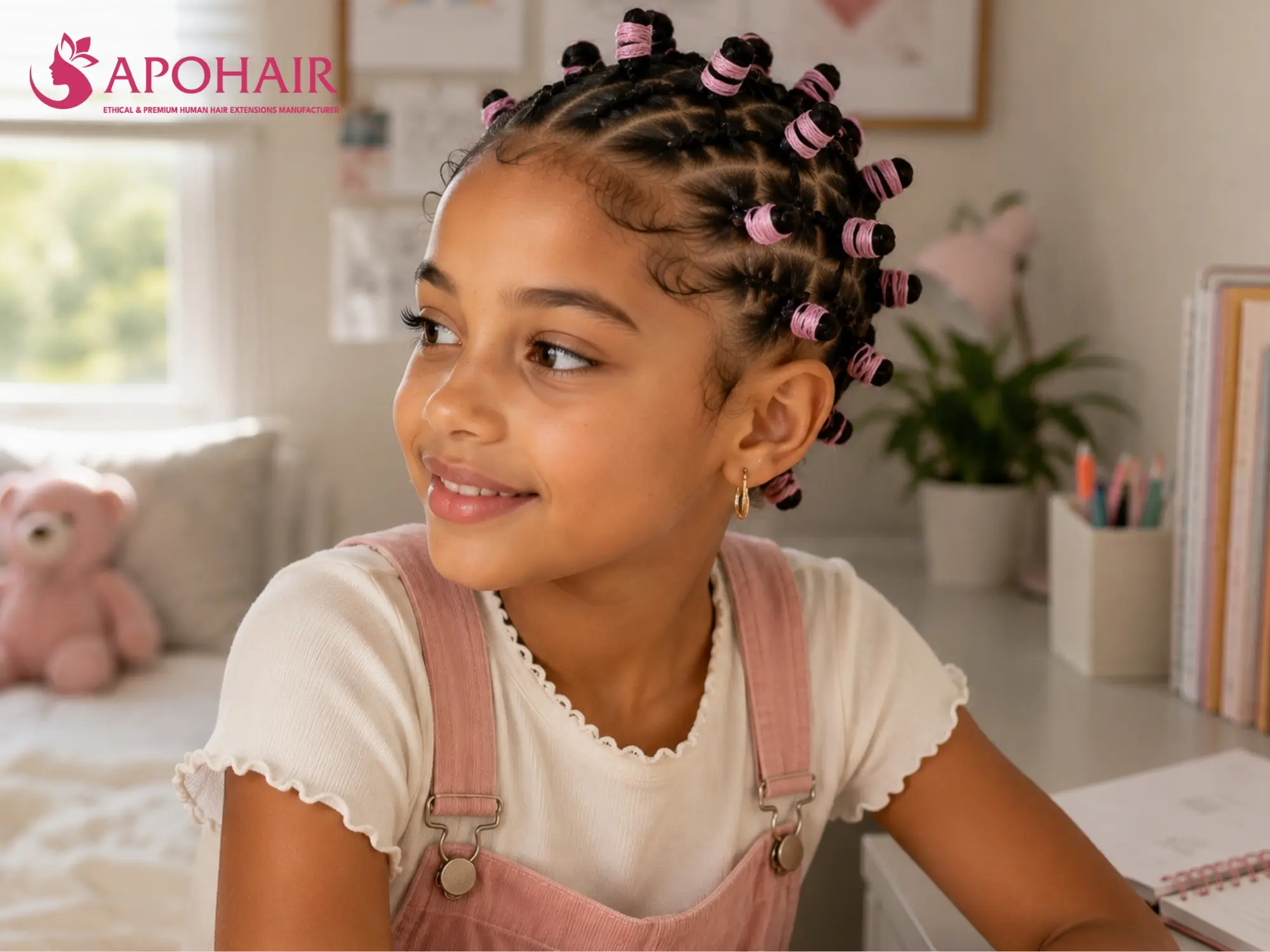 Kiko hairstyle for kids with gentle threading
