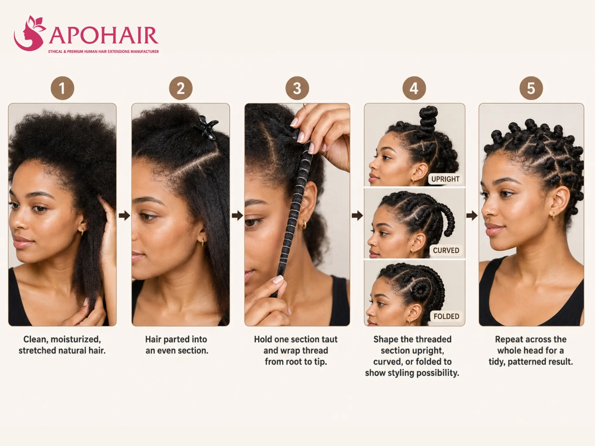 Kiko hairstyle guide with threading steps
