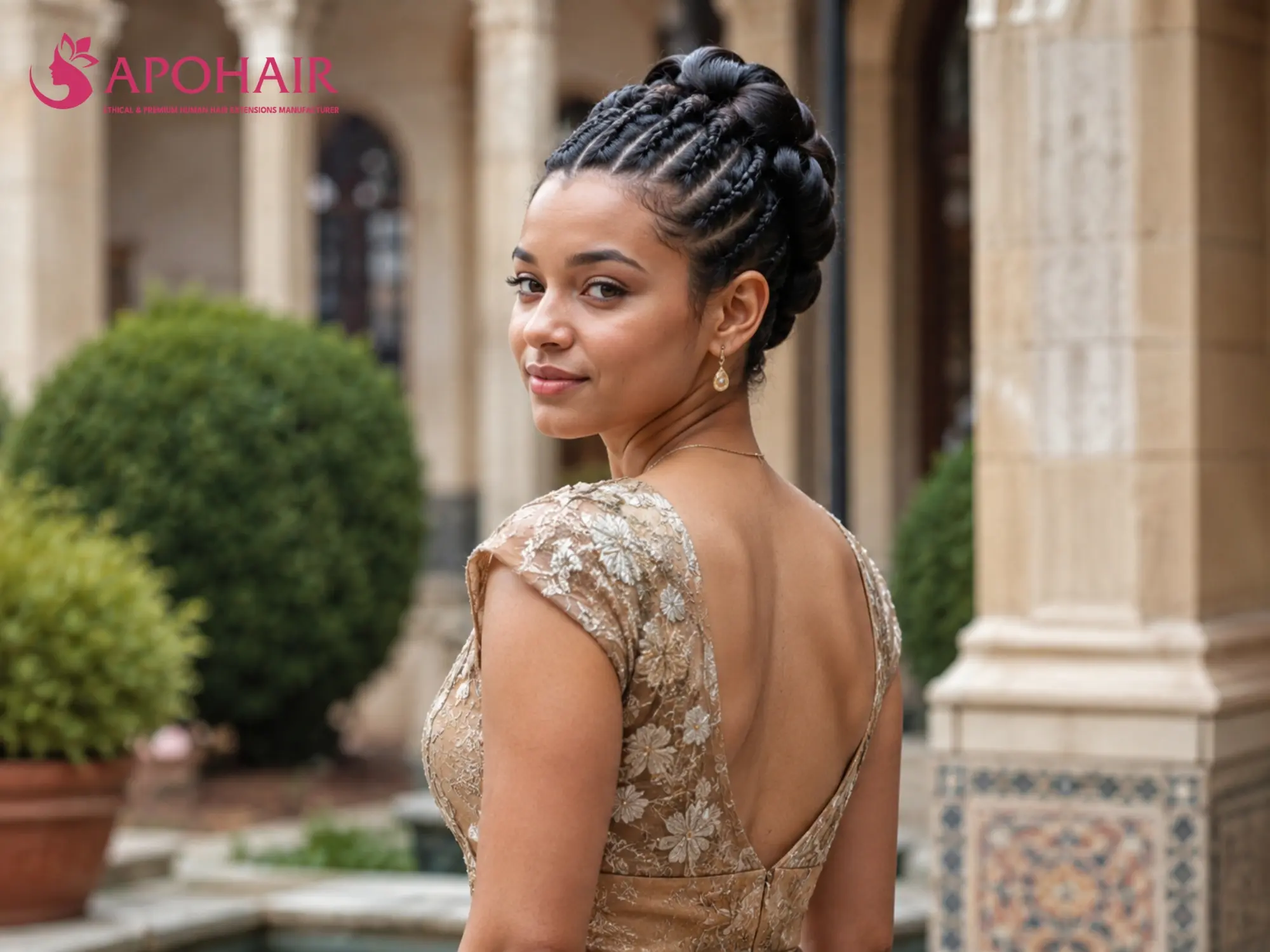 Kiko updo with elegant protective hairstyle