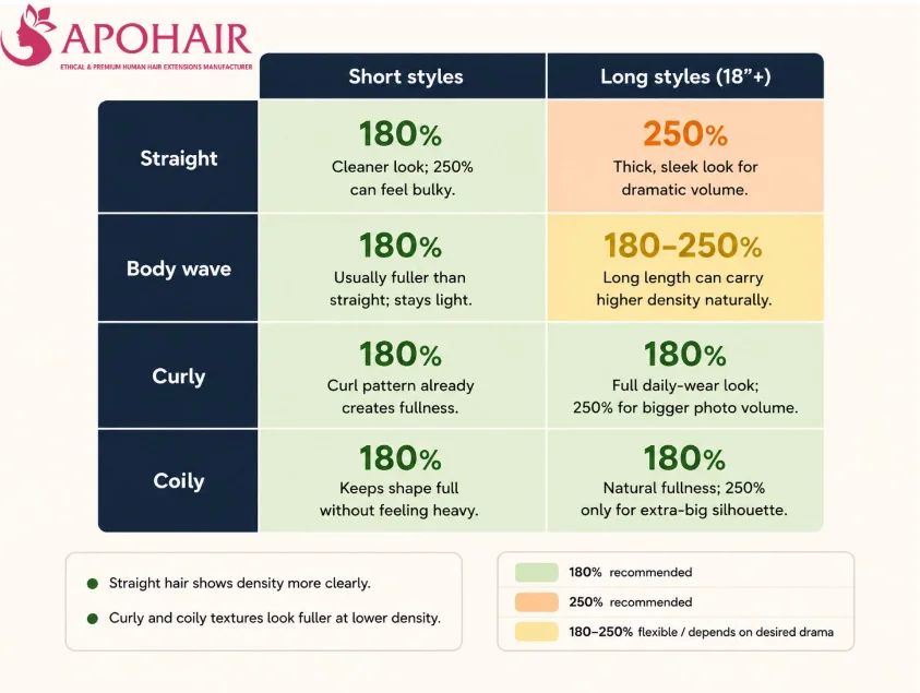match density to your hair texture and length