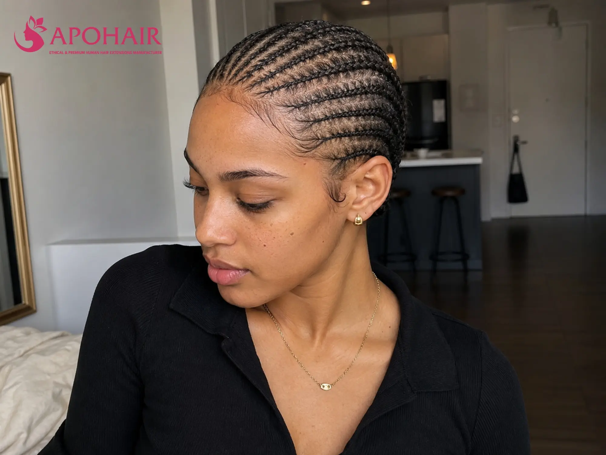 Sleeping didi with flat scalp braided rows