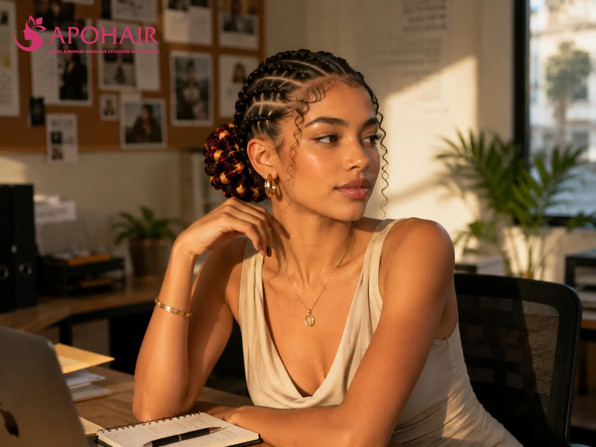Threaded kiko bun with neat hairstyle finish