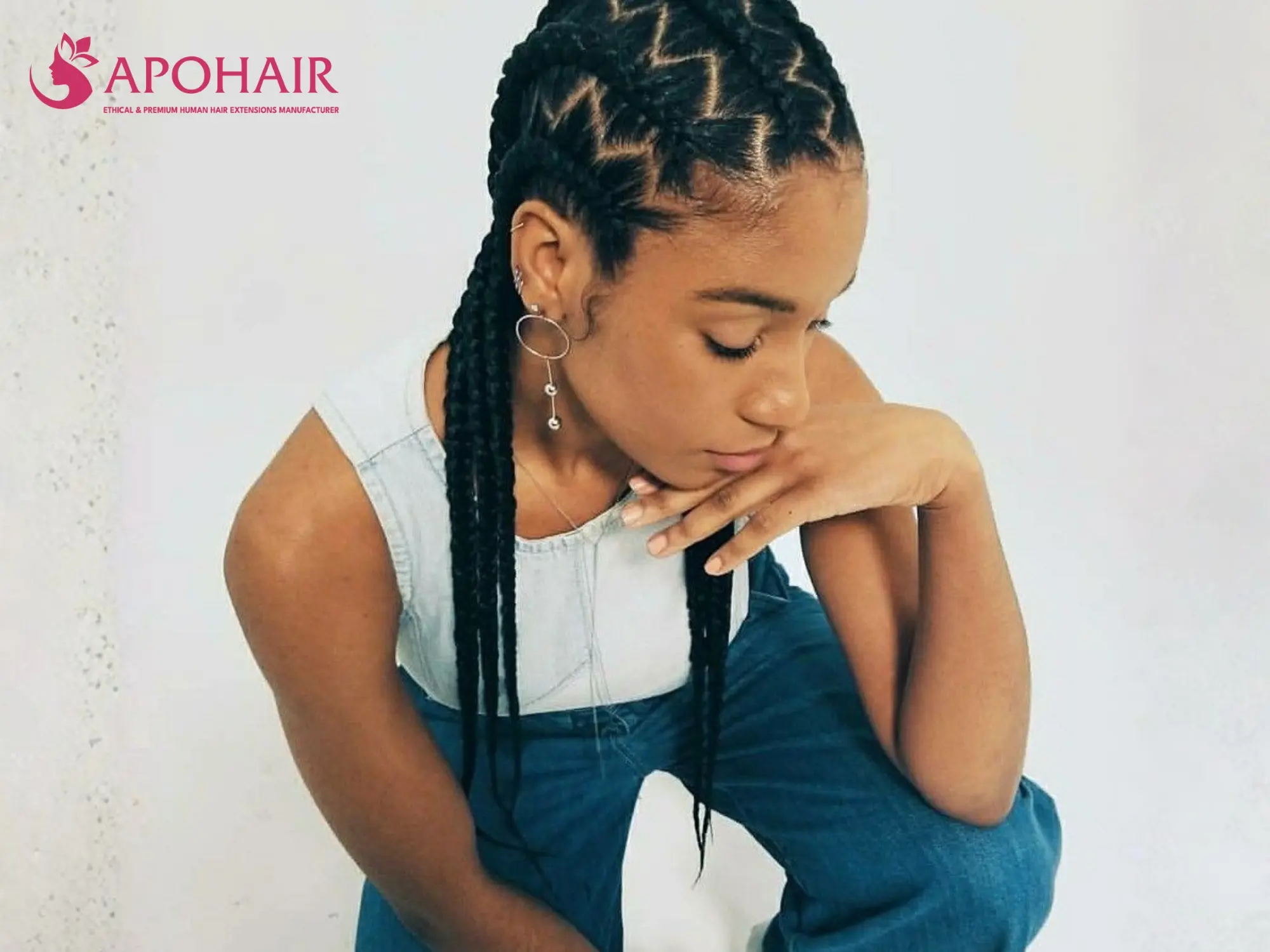 Zigzag didi with geometric parting style