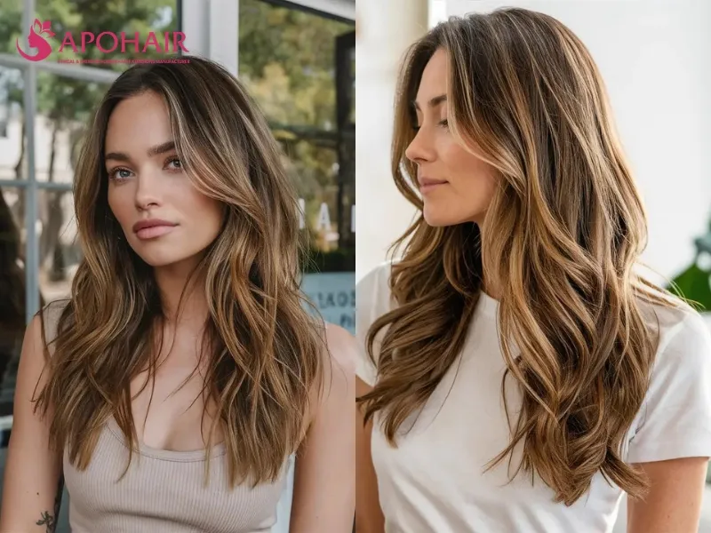 Long cascading waves beginning near the cheekbones and continuing past the jaw