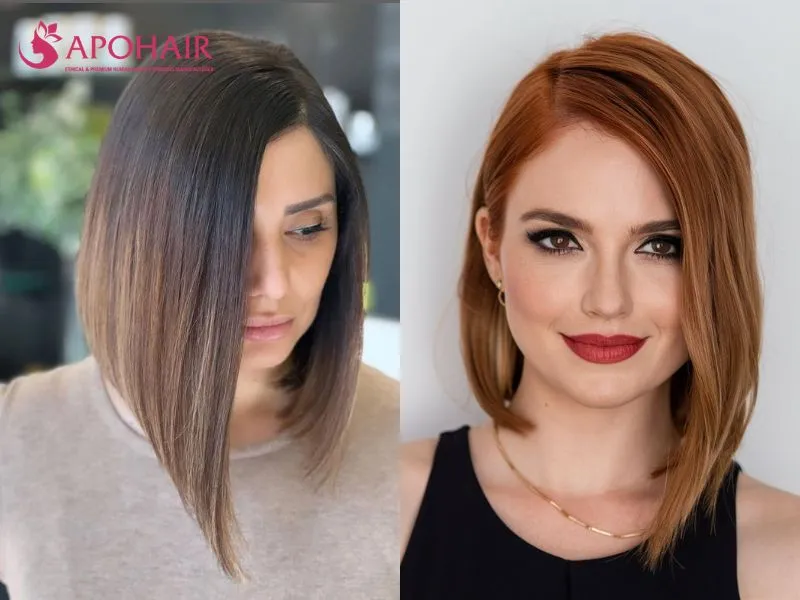Asymmetrical lob with one side extending farther below the jaw