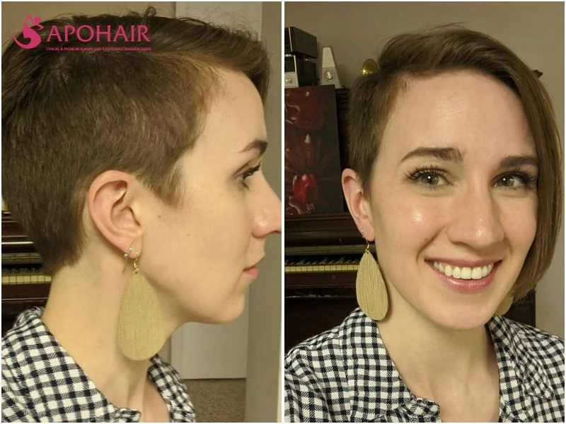 Asymmetrical pixie with one side cropped close and one falling to the cheekbone