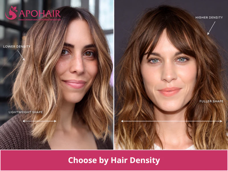 Diagram comparing a lower-density bob against a fuller, higher-density bob