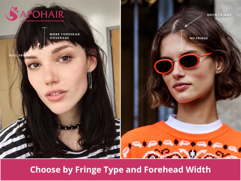 Diagram comparing a full fringe against an open, no-fringe hairline
