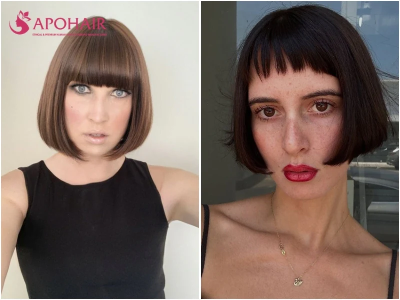 C-shaped rounded bob with ends curving inward from cheekbone to jaw