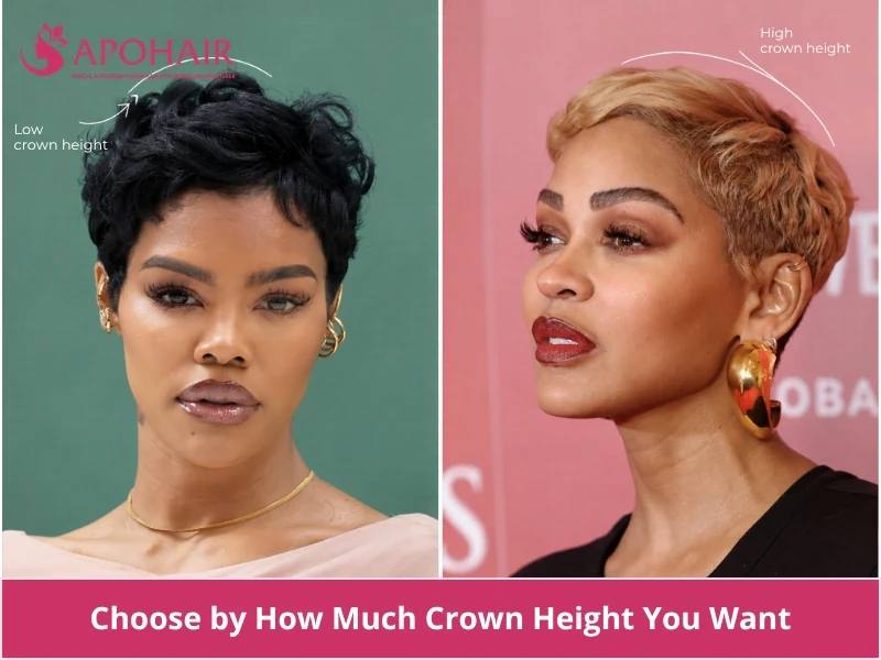 Choosing a pixie cut by crown height for a diamond face shape, featuring Kate Hudson