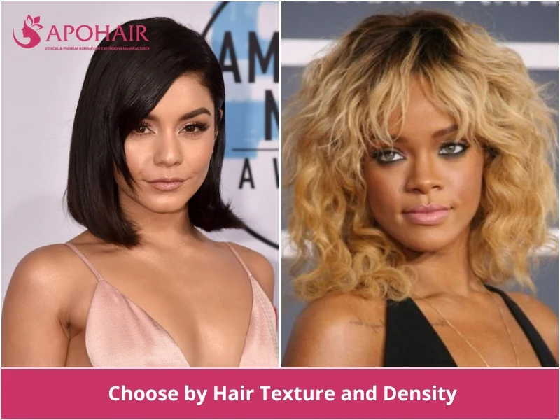 Choosing a pixie cut by hair texture and density for a diamond face shape, featuring Vanessa Hudgens and Rihanna