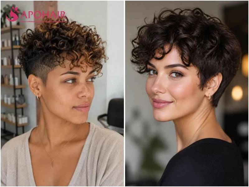 Coily tapered pixie with Type 4 coils rounded on top