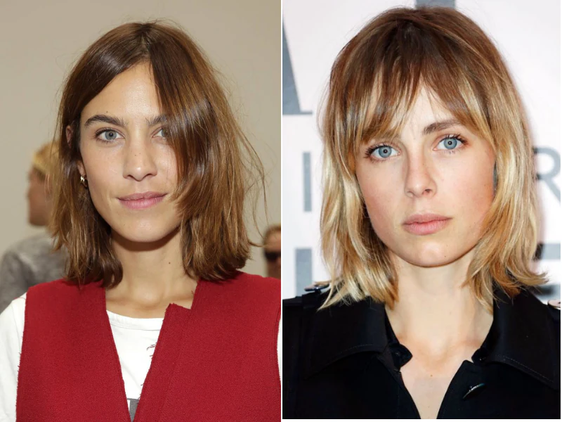 Alexa Chung and Edie Campbell both wearing a bob with shorter face-framing front pieces