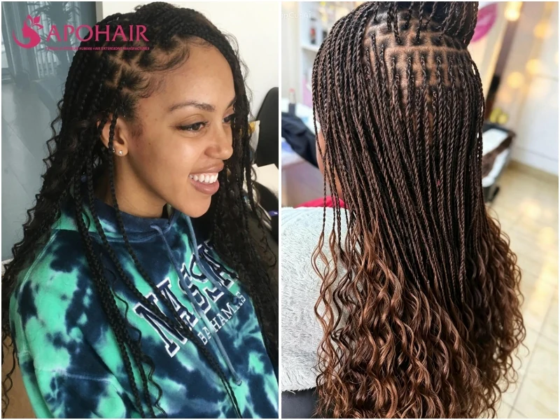 Goddess twists with loose curly hair left along the full length